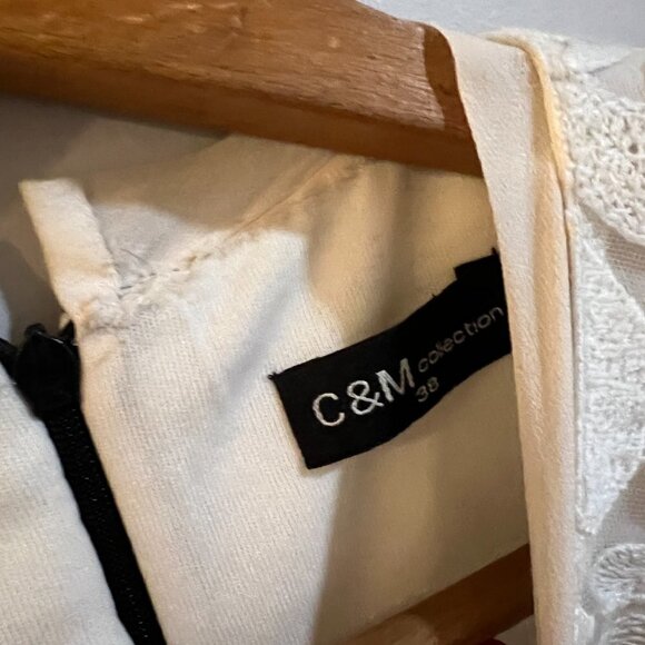 C&M Collection Formal Dress Lace Size 38 Cream Black Mother Sister Of The Bride - Picture 5 of 8